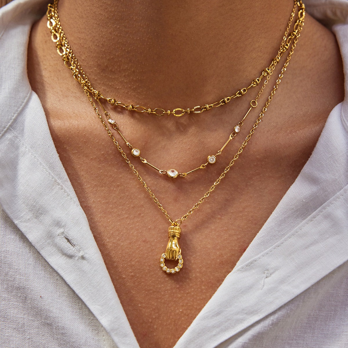 Vennskapshalskjede Dame 18K Gull Rhinestone | Titanstål Gave