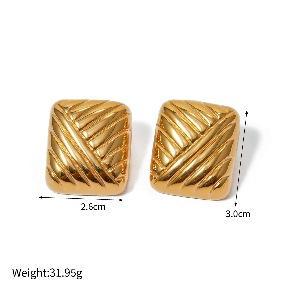 Øredobber Dame 18K Gullbelagt - Geometrisk Bar/Tråd/Bølge Design Style F-70