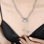 Halskjede Dame 18K gullbelagt - Dobbelt Hjerte med Dusk Design Silver