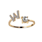 Justerbar 26 Bokstav ring for kvinner Gull W