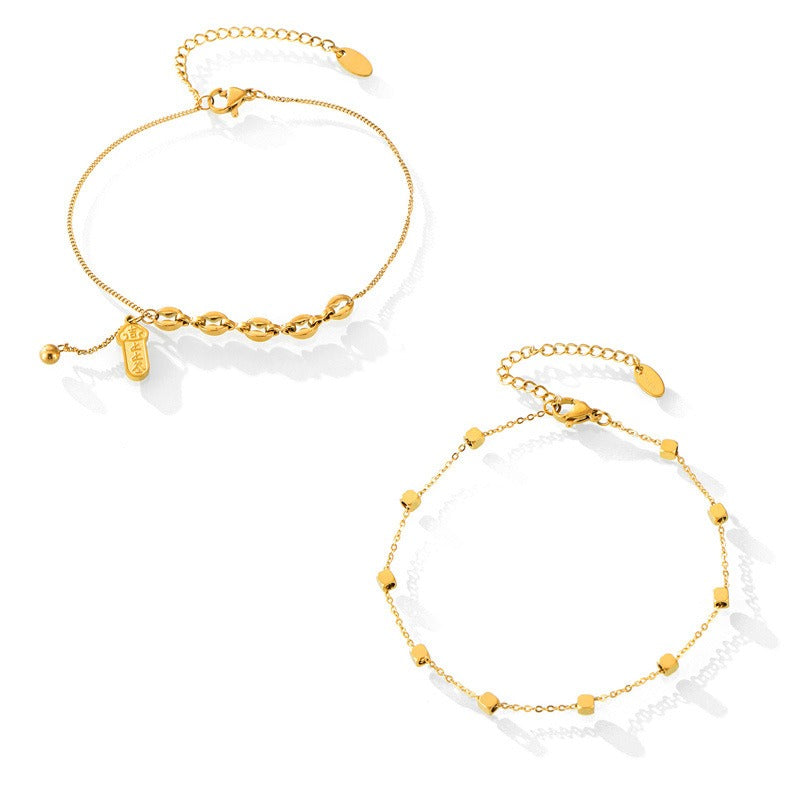 Ankelsmykke Dame 18K gullbelagt - Irregulær Firkant Design Allsidig