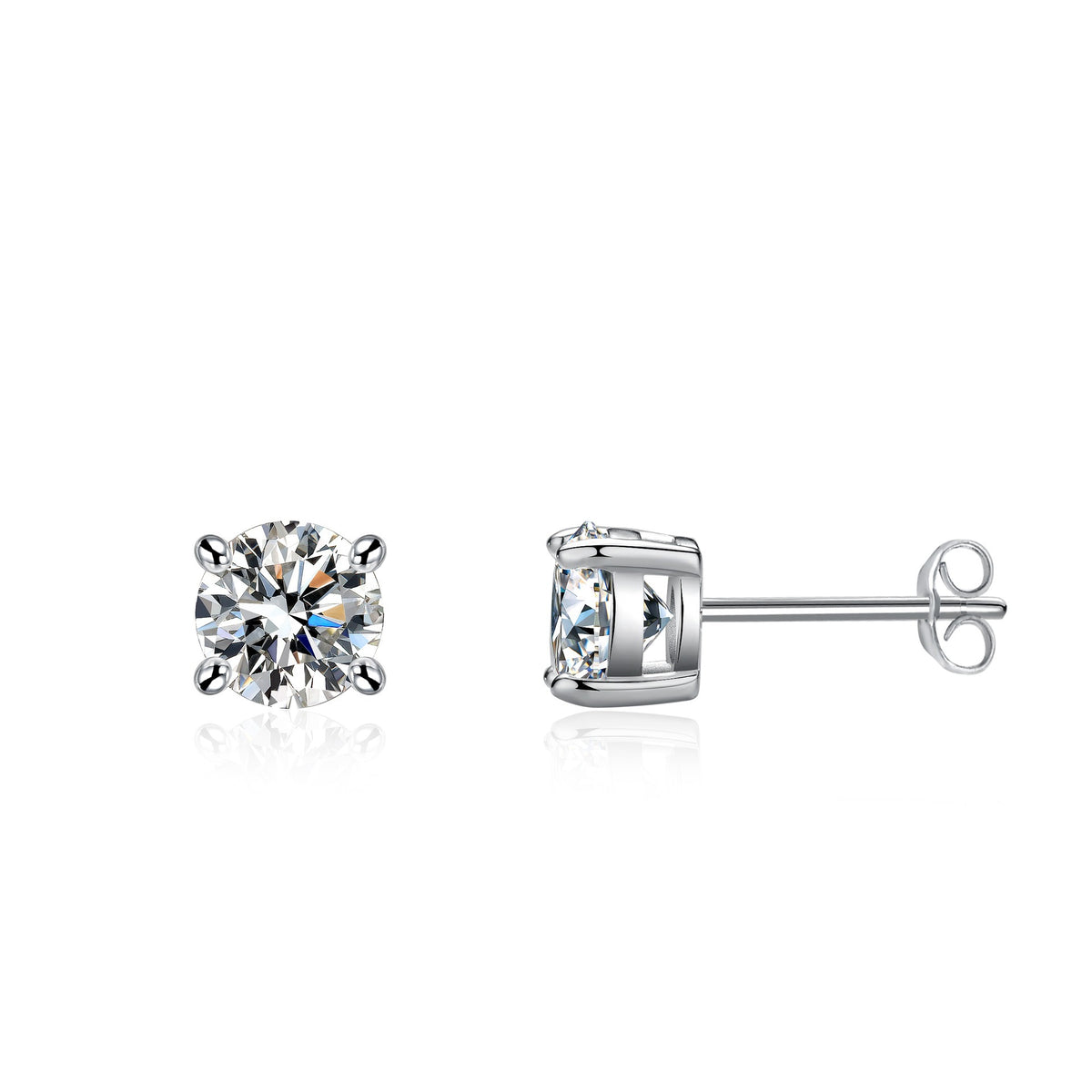 Øredobber Dame 925 Stølv - Fire-klo Moissanite Stud