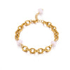 Perlearmbånd 18K Gull Tofarget Design - Elegant Luksus