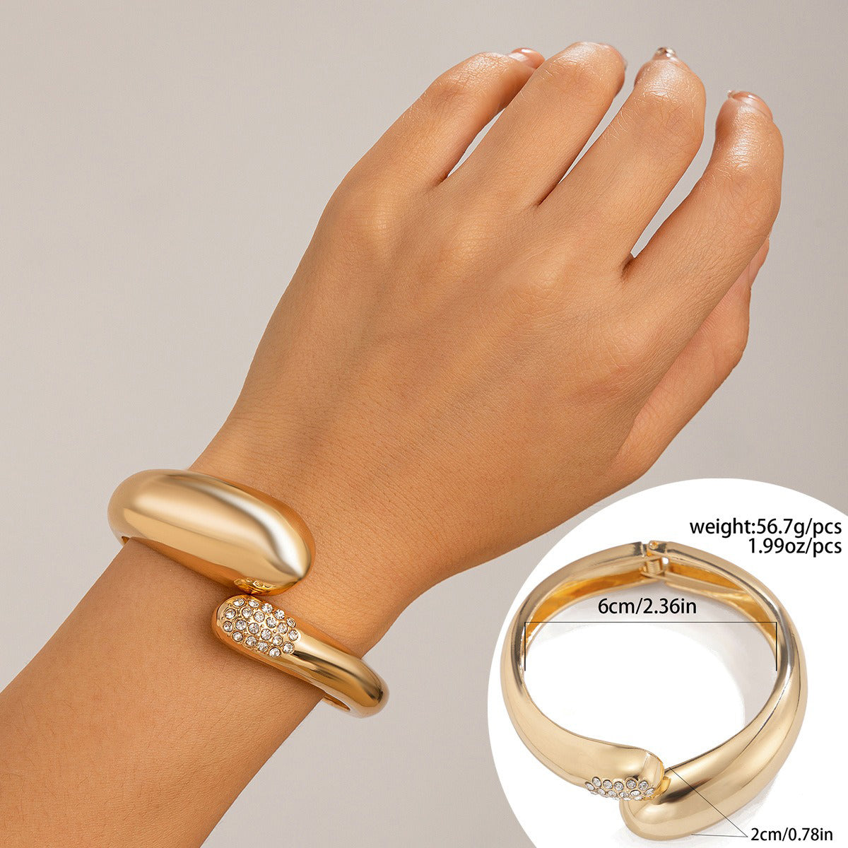 Armbånd Dame 18K Gullbelagt - Geometrisk Bred Tekstur Design Edel Lett Luksus Style C-28