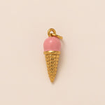 18K Gullbelagt Halskjede med Vakuumbelegg - Minimalistisk Anheng Strawberry ice cream pendant