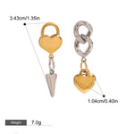 Smykkesett Dame 18K gullbelagt - Hjerte Gull og Sølv Matching Design Halskjede Armbånd Ring Øredobber Style G-Earring-13