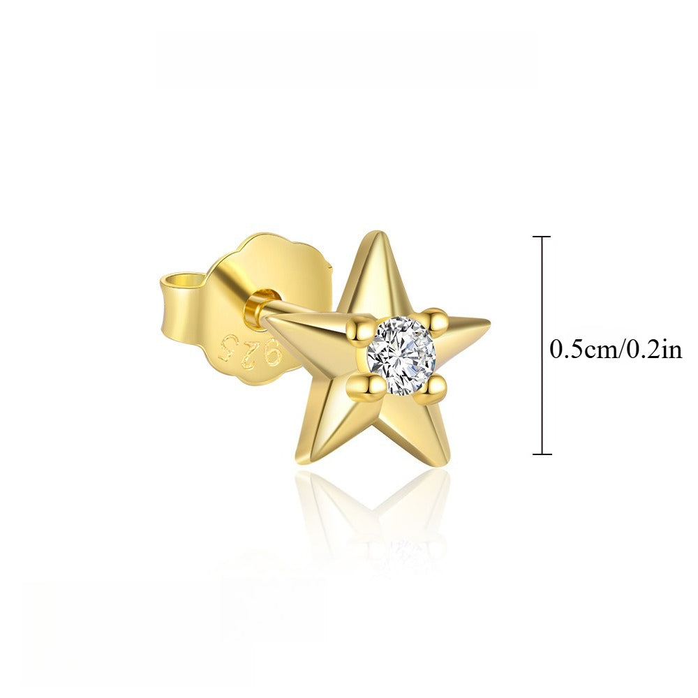 Sølvøredobber S925 Stjerne med Diamanter - Starburst Design Ear A 56(A pair)