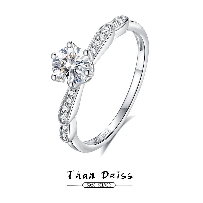 Sølvring Dame Sterling S925 - Moissanite Petal Ring 0.5ct Håndlaget