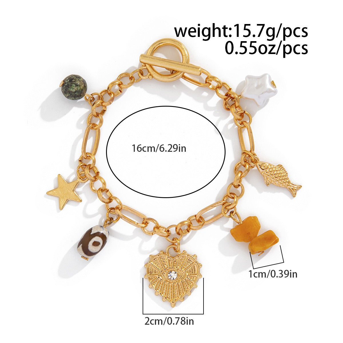 Armbånd Dame 18K Gullbelagt - Retro Elefant Oksehode Perle Skjell