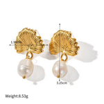 Øredobber Dame 18K gullbelagt - Ginkgo Sløyfe Irregulær med Perle Design Style A-74