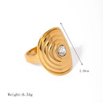 Smykkesett Dame 18K gullbelagt - Rund med Tekstur Design Halskjede Øredobber Ring Ring