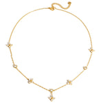 18K Gullbelagt Firkløver Halskjede med Zirkonia - Lykke Symbol