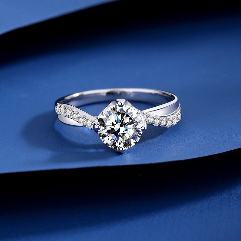 Sølvring Dame S925 Moissanite - Klassisk Solitaire Design Håndlaget