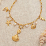 Halskjede Dame 18K gullbelagt - Ocean Element med Tekstur Design