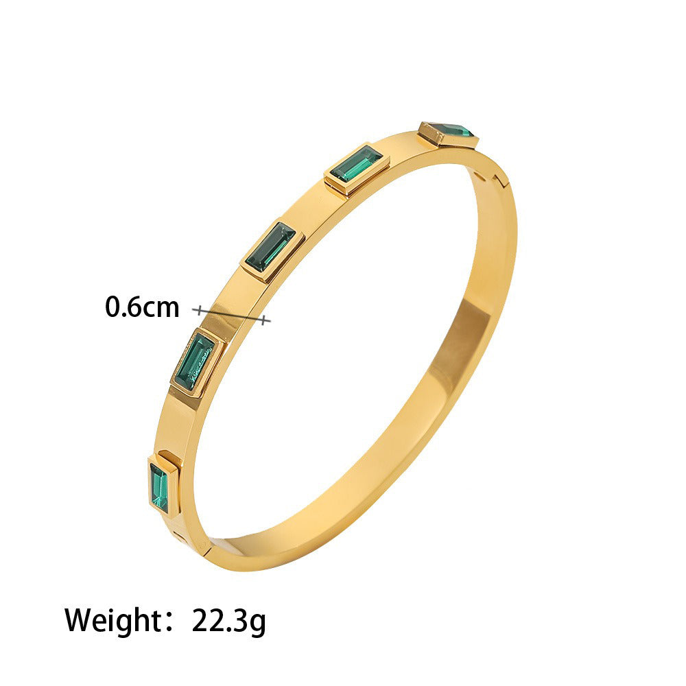 Smykkesett Dame 18K Gullbelagt - Geometrisk Edelsten Armbånd Hårtilbehør Style B-Bracelet-90-GN