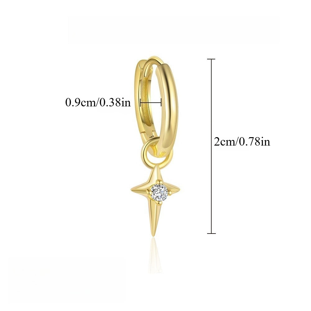 Sølvøredobber S925 Stjerne med Diamanter - Starburst Design Ear D 00(A pair)