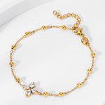 Smykkesett Dame 18K gullbelagt - Firkløver med Edelstener Halskjede Armbånd Øredobber Ring Bracelet