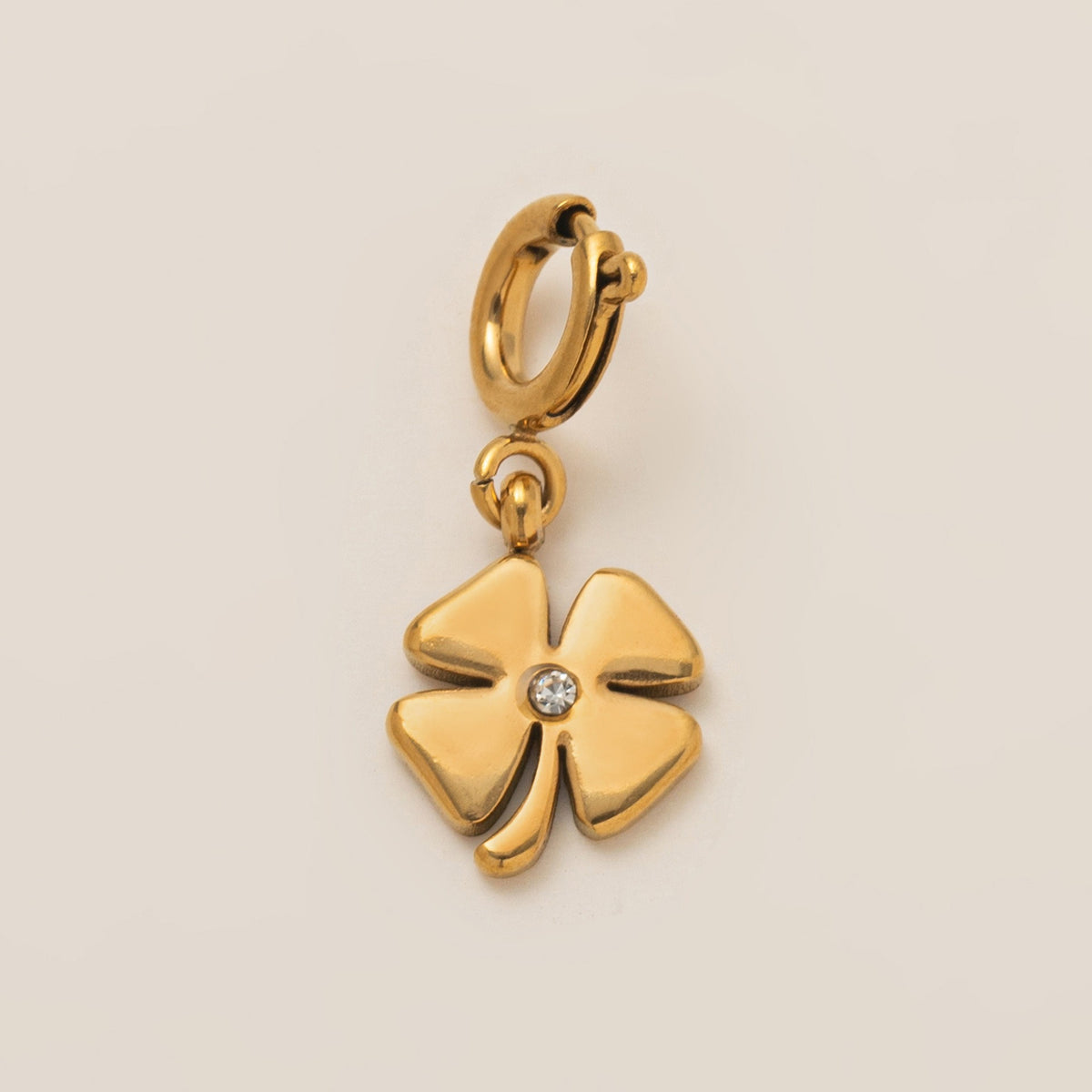 18K Gull Halskjede med Zirkonia Anheng - Elegant Smykke Four-leaf Clover Pendant
