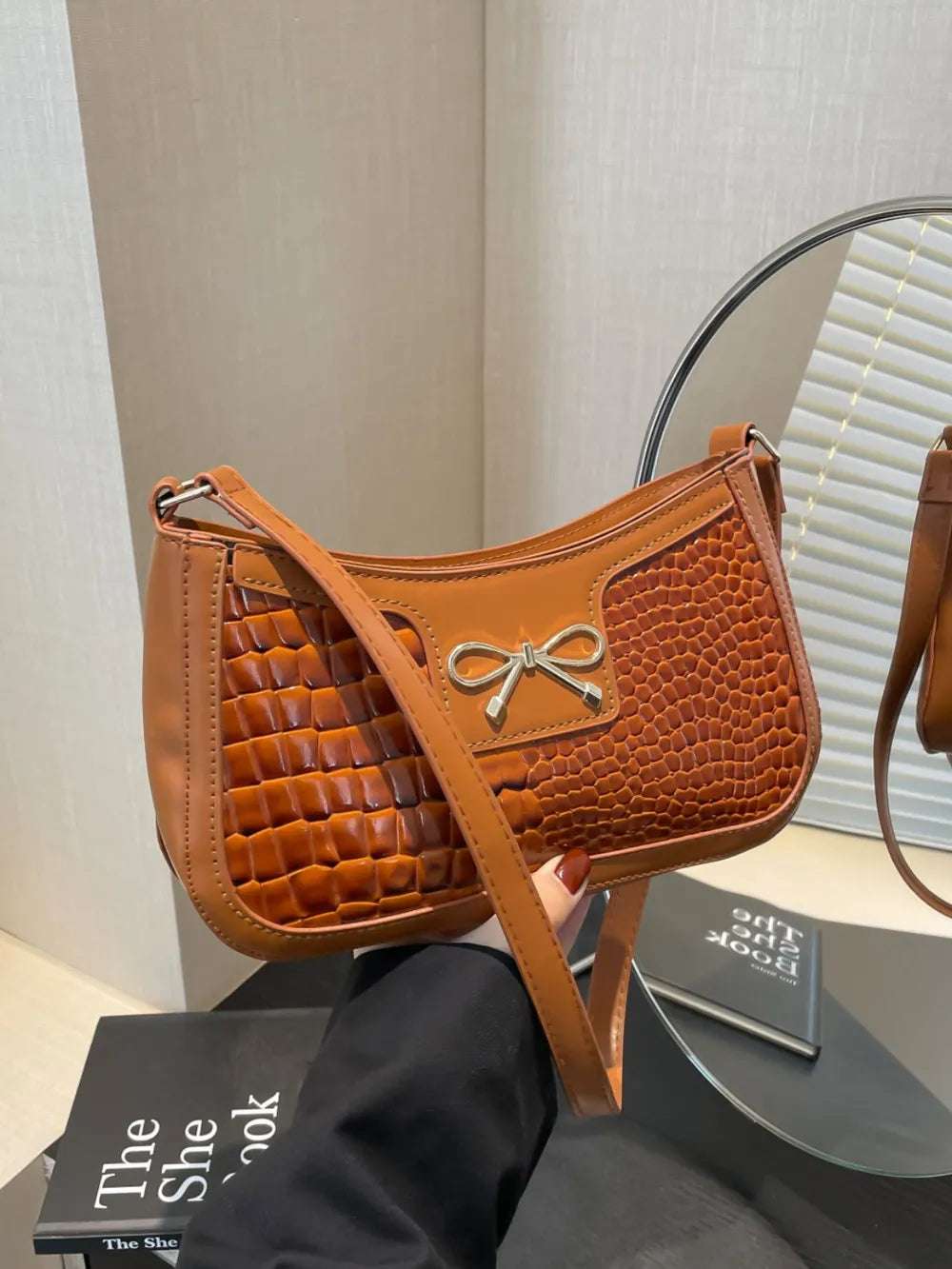 Skulderveske Dame med Sløyfe Pumpkin One Size