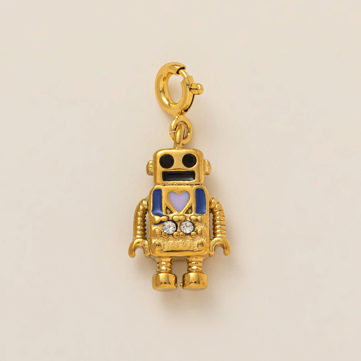 18K Gull Halskjede med Zirkonia Anheng - Elegant Smykke Robot Pendant