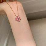 Rosa Firkløver Smykke – Armbånd, Halskjede & Øredobber Pink Necklace