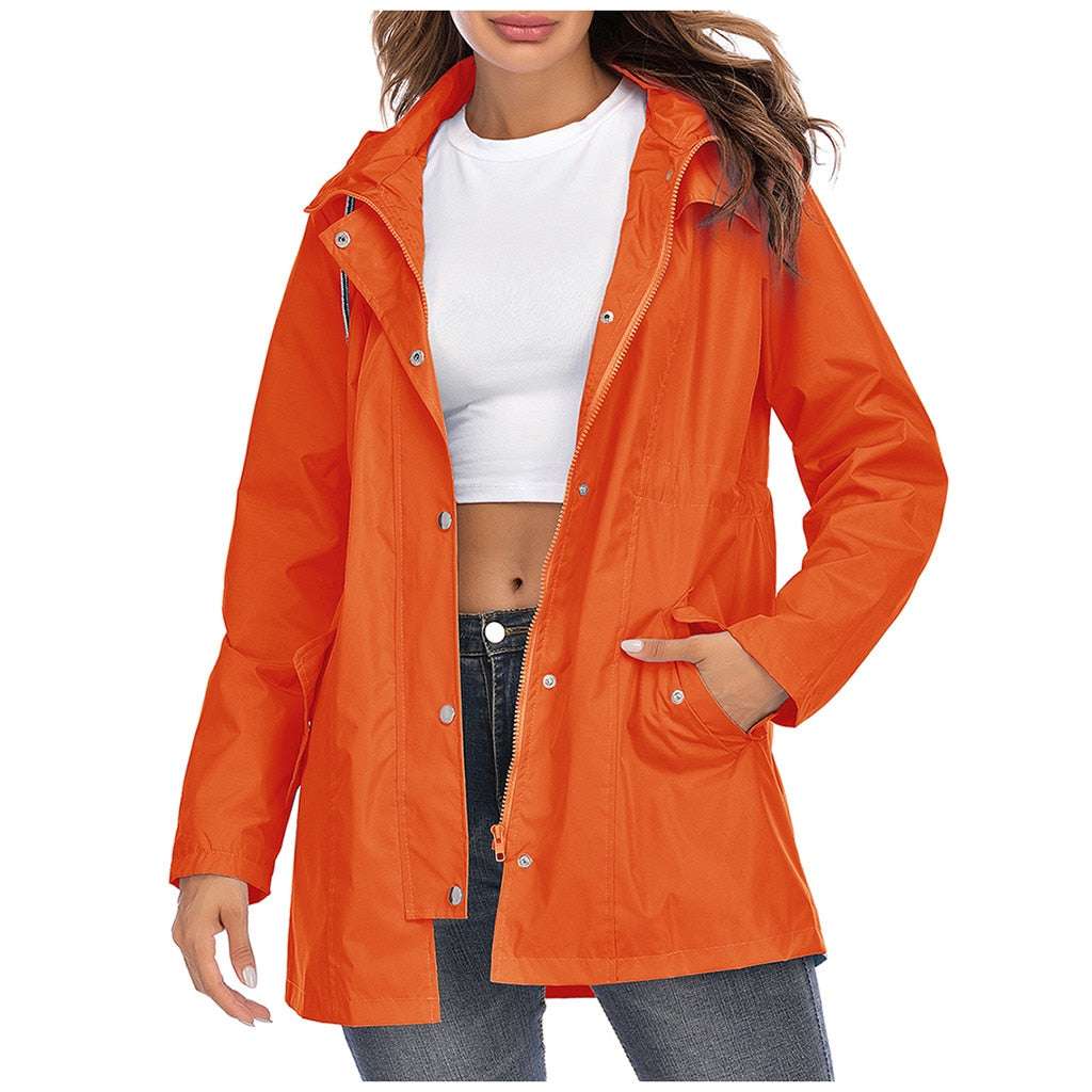 Dame Lett Regnfrakk med Glidelås Orange