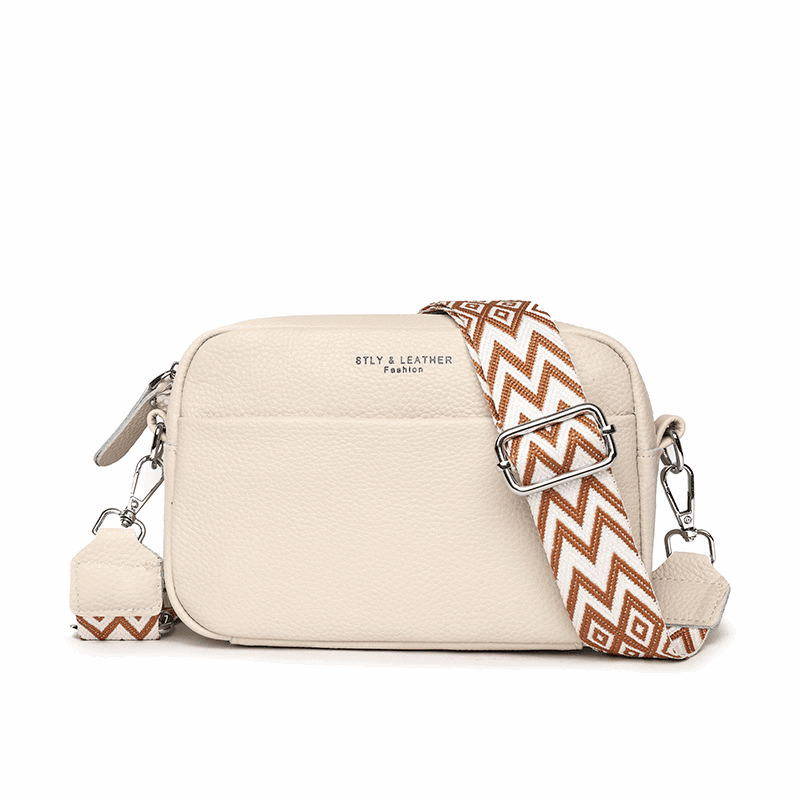 Crossbody Veske Dame Ekte Skinn Beige
