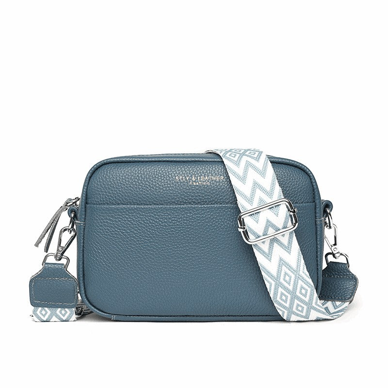 Crossbody Veske Dame Ekte Skinn Blå