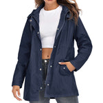 Dame Lett Regnfrakk med Glidelås Navy Blue