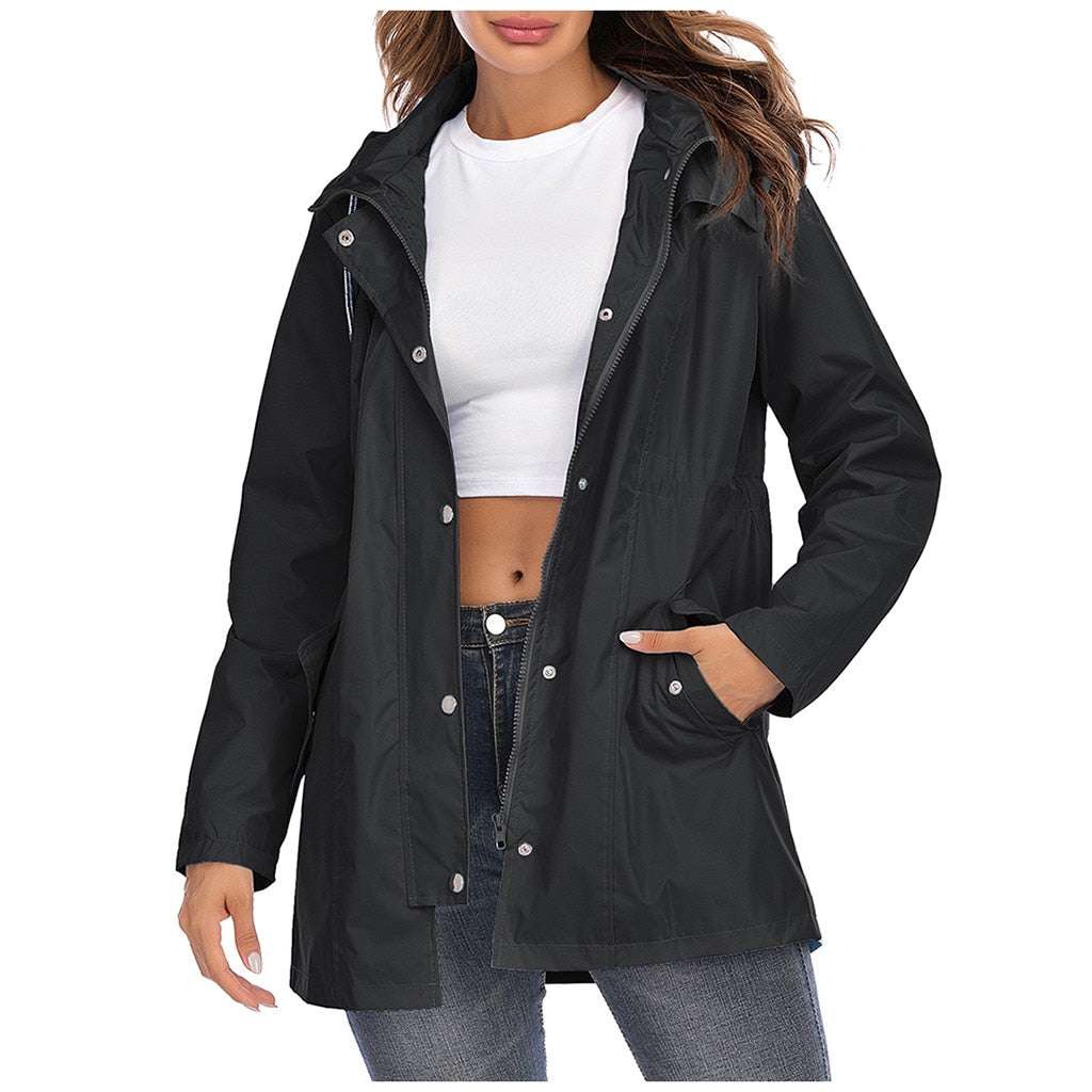 Dame Lett Regnfrakk med Glidelås Black