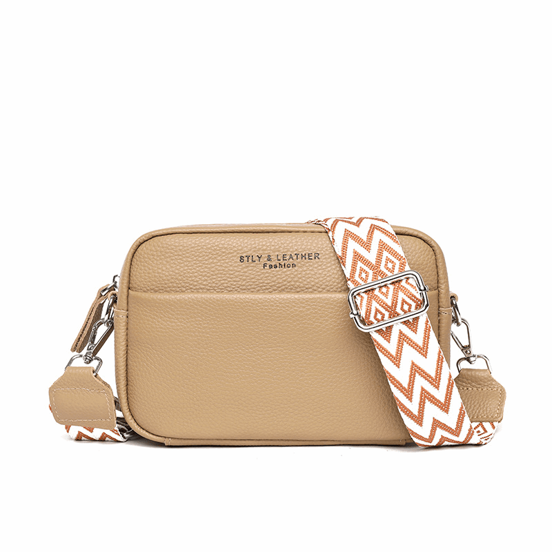 Crossbody Veske Dame Khaki Ekte Skinn - 5 Farger 399kr