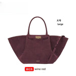 Premium Tote Bag - Stor Håndveske i Skinn med Stor Kapasitet Burgundy (suede) large