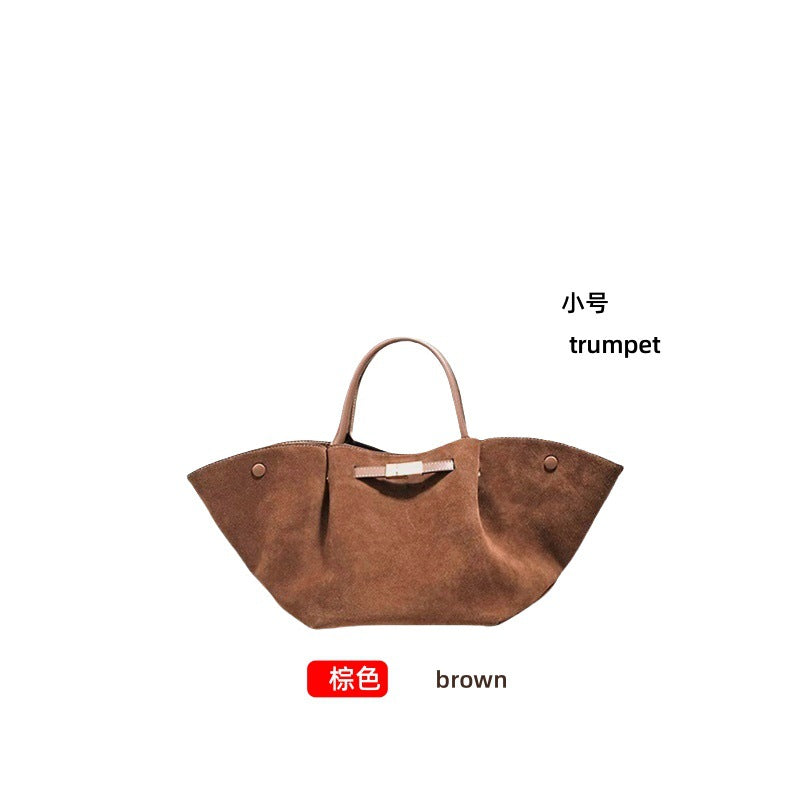 Premium Tote Bag Dame - Stor Håndveske i Ekte Skinn Brown (suede) small size