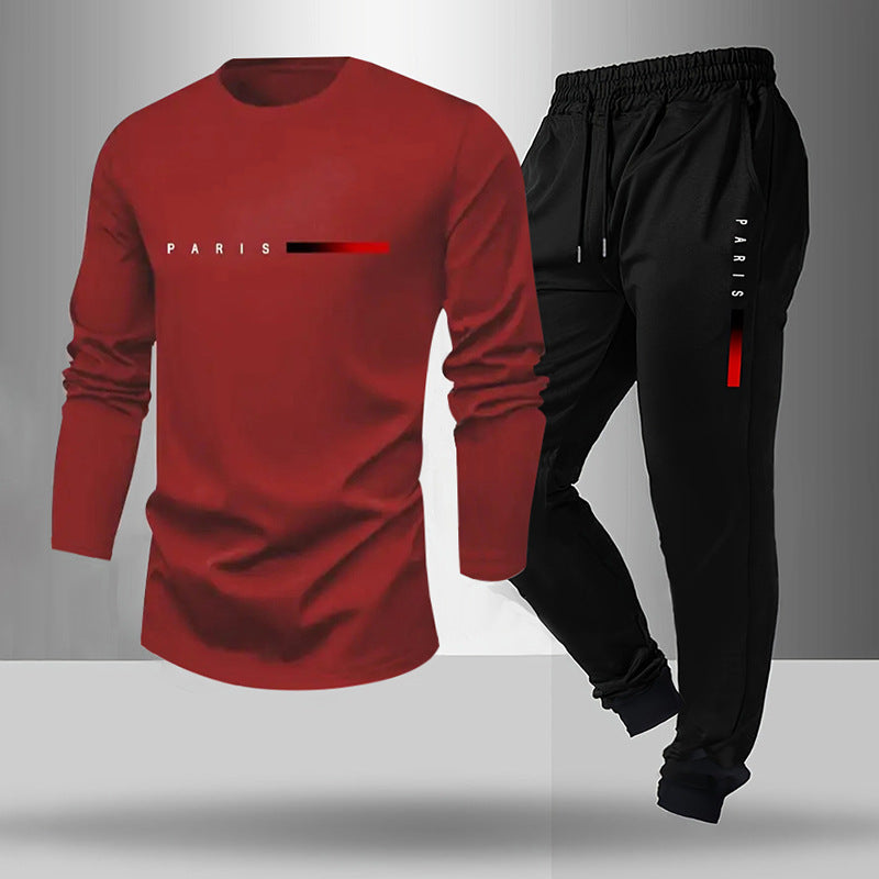 Treningsdress Herre 💪 | Lett & Pustende - Fri Frakt Wine Red (Long Sleeve Trousers)