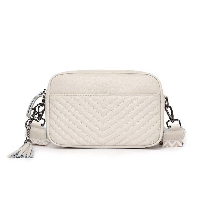 Quiltet Crossbody Veske Dame Ekte Skinn – 3 Farger fra 469kr! Off-white