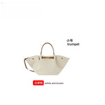 Premium Tote Bag - Stor Håndveske i Skinn med Stor Kapasitet White and brown (small size)