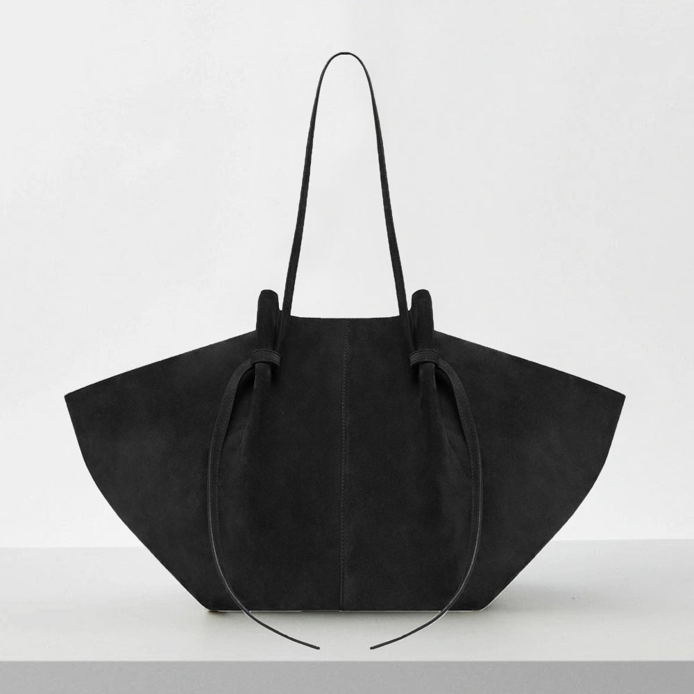 Vintage Tote Bag - Stor Skulderveske i Imitert Semsket Skinn Black ready for delivery in seconds