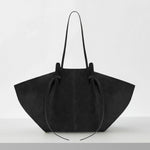 Vintage Tote Bag - Stor Skulderveske i Imitert Semsket Skinn Black ready for delivery in seconds