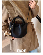 Bøtteveske Dame Rød | Crossbody Skulderveske Lett Luksus Black without pendant