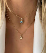 Elegant Flerlags Halskjede i Gull - Minimalistisk Smykke for Kvinner 5925201HB (Eco-friendly Devil's Eye Palm Necklace 2-piece set)