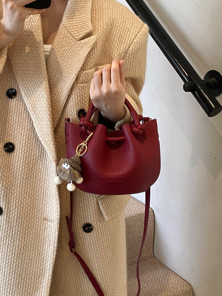 Bøtteveske Dame Rød | Crossbody Skulderveske Lett Luksus