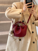 Bøtteveske Dame Rød | Crossbody Skulderveske Lett Luksus