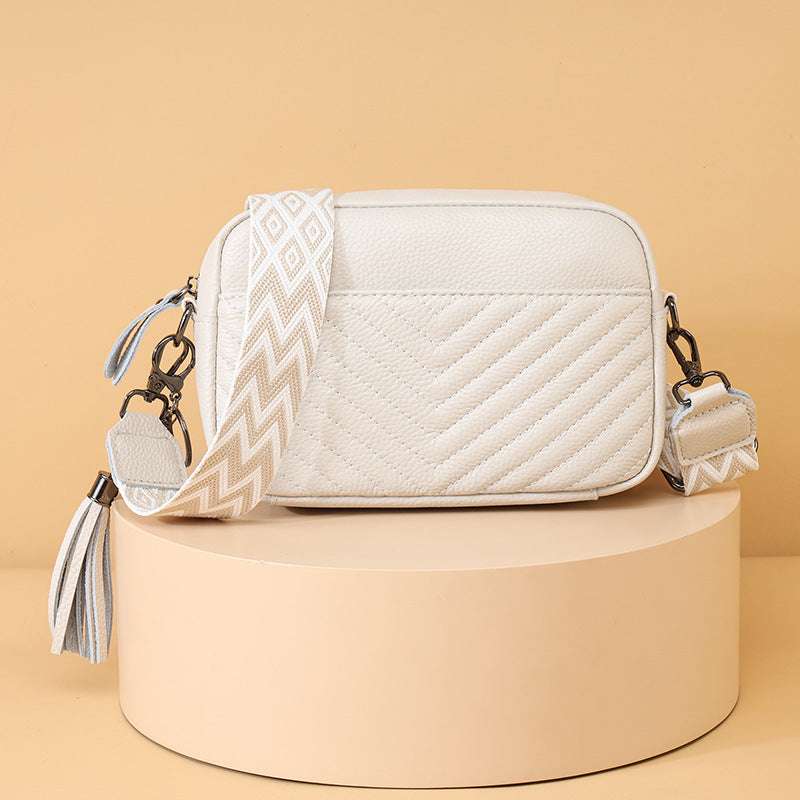Quiltet Crossbody Veske Dame Ekte Skinn | 3 Farger hvit 469kr