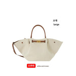 Premium Tote Bag - Stor Håndveske i Skinn med Stor Kapasitet White and brown (large size)