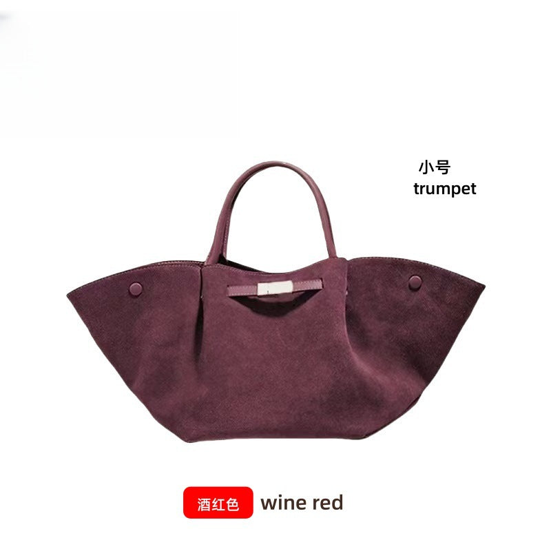 Premium Tote Bag - Stor Håndveske i Skinn med Stor Kapasitet Burgundy (suede) small size