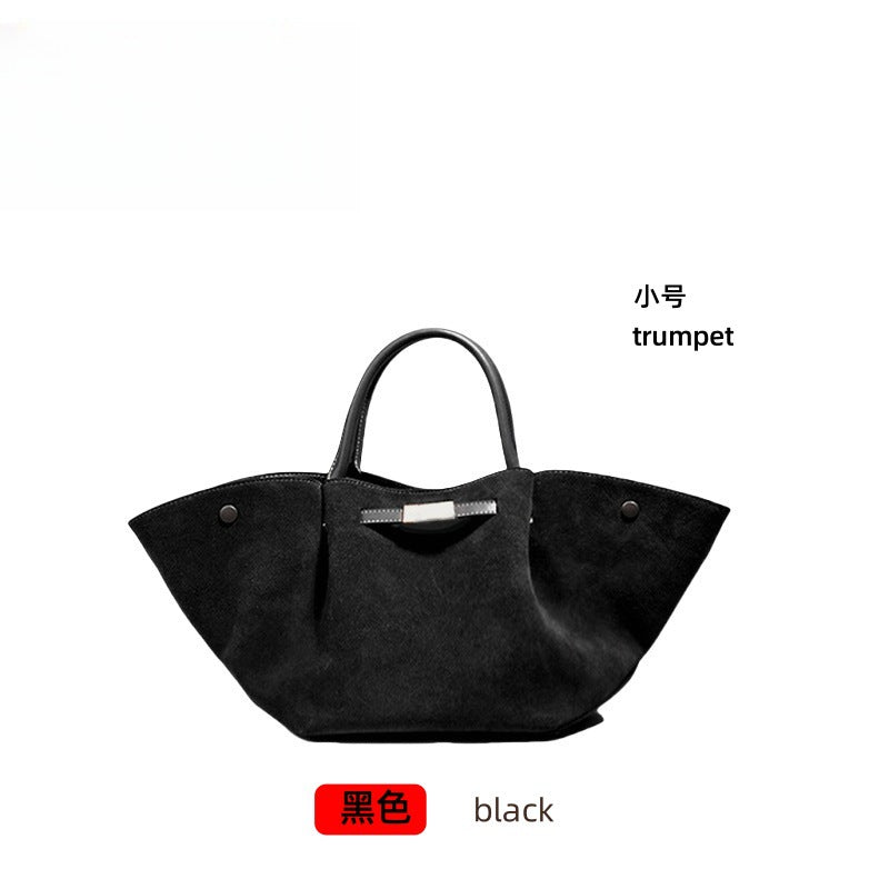 Premium Tote Bag - Stor Håndveske i Skinn med Stor Kapasitet Black (suede) small size