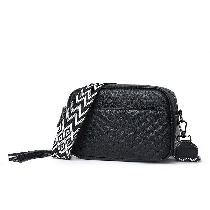 Quiltet Crossbody Veske Dame Ekte Skinn | 3 Farger svart 469kr