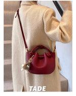 Bøtteveske Dame Rød | Crossbody Skulderveske Lett Luksus Red without pendant