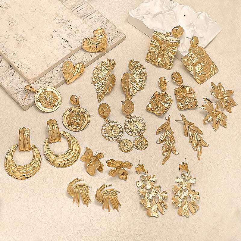 Retro Geometriske Øredobber for Dame