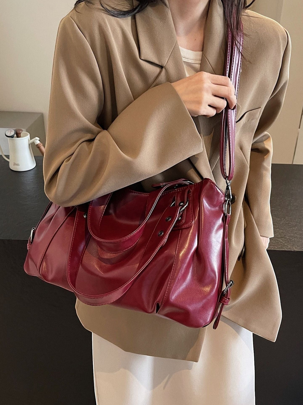 Retro Tote Bag Dame | Europeisk Stil Skulder- og Crossbody-veske
